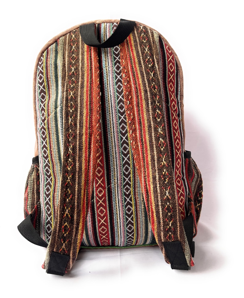 Large stone washed hemp and cotton backpack, hemp purse, nepali handmade bags, hippie bags, free spirit bags, traveling bags, fair-trade bag zdjęcie 5
