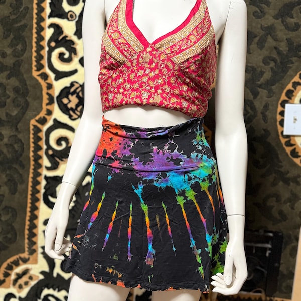 Silk Mini Skirt - Pomegranate Tie-Dye