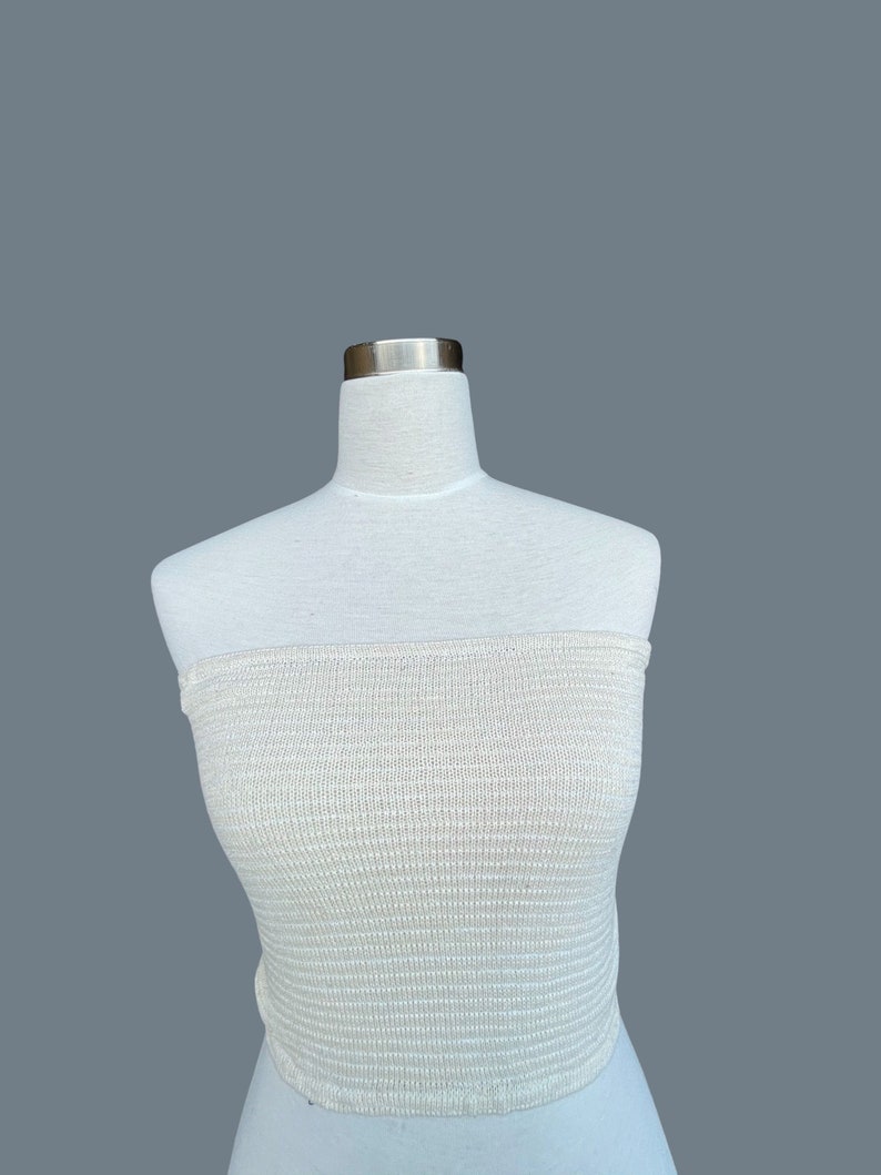 Woven organic cotton tube top, size XS/S/M/L White