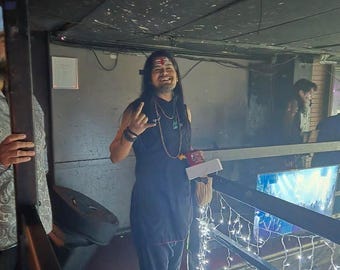 Katoenen patchwork harembroek: boho-stijl met laag kruis