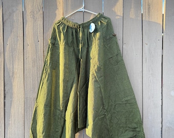 Katoenen patchwork harembroek: boho-stijl met laag kruis