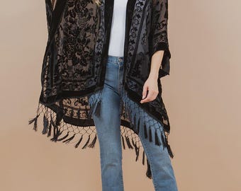 Fluwelen kimonojack, gratis maat