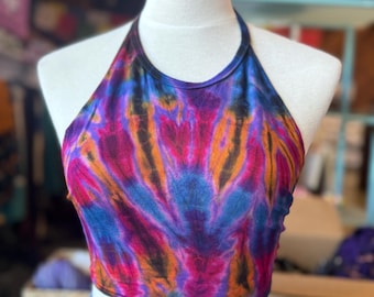 Tie Dye Halter Top, Spandex Bralette, Festival Hippie Clothing