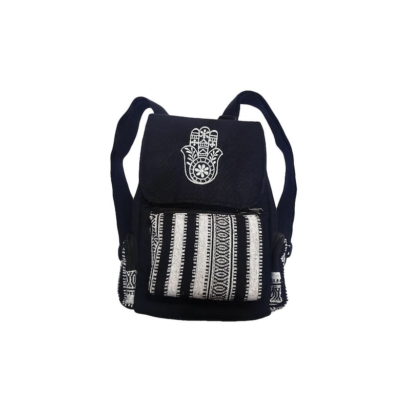 Black cotton backpack