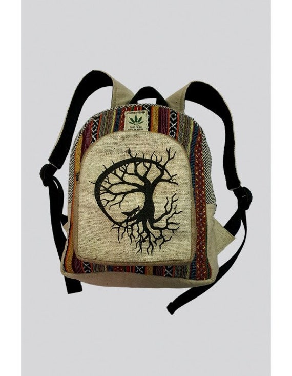 tree of life Small hemp backpack, small hemp purse, hippie bags, freespirit  bags, traveling bags, fairtrade bag, festival backpack