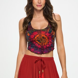 Bad Bitch Tie Dye crop top, boho top, yoga top, festival top, spandex top, hippie kleding, vrije maat, bralette, Lace-back crop top