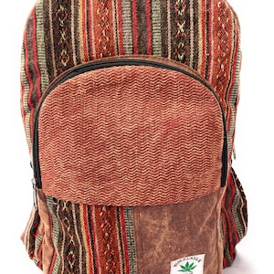 Large stone washed hemp and cotton backpack, hemp purse, nepali handmade bags, hippie bags, free spirit bags, traveling bags, fair-trade bag zdjęcie 6