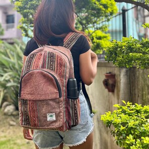 Large stone washed hemp and cotton backpack, hemp purse, nepali handmade bags, hippie bags, free spirit bags, traveling bags, fair-trade bag zdjęcie 8