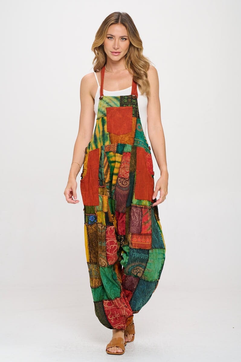 Salopette Harem Per Bambini In Cotone Patchwork - Colorata, Comoda, Con Tasche E Cinghie Regolabili - Foto 7