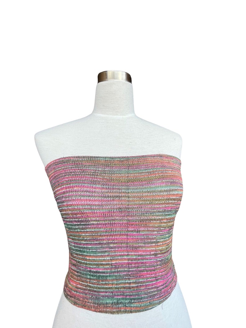 Woven organic cotton tube top, size XS/S/M/L Rainbow