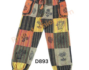 Handgemaakte katoenen patchworkbroek: uniseks hippiestijl