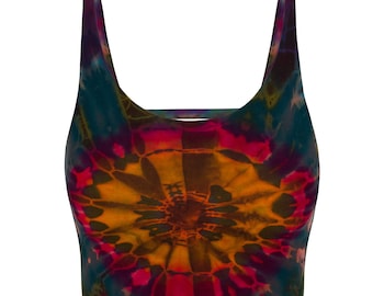 Tie Dye Crop Top, Festival Spandex Top, Free Size
