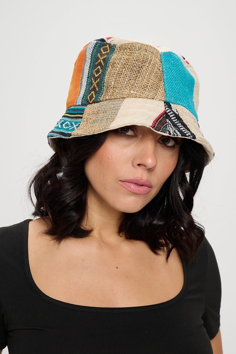 Hemp and cotton mixed patch hat, hippie hat, free spirit hat, boho hat, organic hemp hat image 6