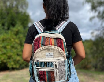 Small Hemp Backpack: Nepali Handmade Hippie Bag (13")