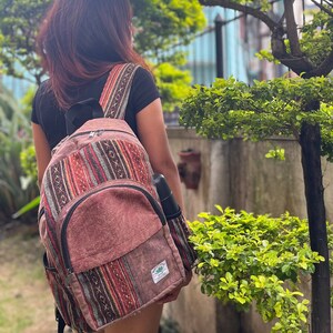 Large stone washed hemp and cotton backpack, hemp purse, nepali handmade bags, hippie bags, free spirit bags, traveling bags, fair-trade bag zdjęcie 2