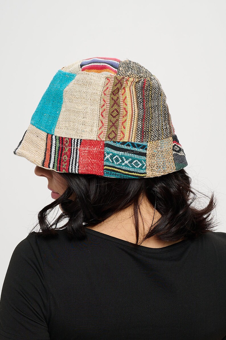 Hemp and cotton mixed patch hat, hippie hat, free spirit hat, boho hat, organic hemp hat image 7