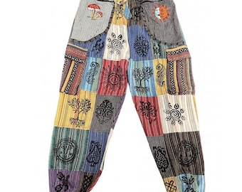 Katoenen patchworkbroek: uniseks hippiestijl
