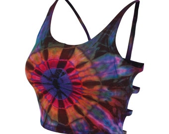Zobacz górę wszechświata, top z nadrukiem tie dye, top festiwalowy, top spandex, odzież hippie, rozmiar swobodny, top plażowy, top bikini, biustonosz braletkowy Caged