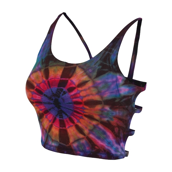 Zobacz górę wszechświata, top z nadrukiem tie dye, top festiwalowy, top spandex, odzież hippie, rozmiar swobodny, top plażowy, top bikini, biustonosz braletkowy Caged