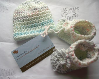 Simply Adorable U Preemie Girl Hat and Booties, Preemie Girl Gifts, Handmade Baby Shower Gifts, Crochet Preemie Girl Set, Preemie Gift Sets