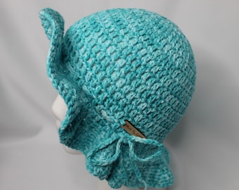 Handmade Crochet Sun Hat: Green, Cotton, with Floppy Brim