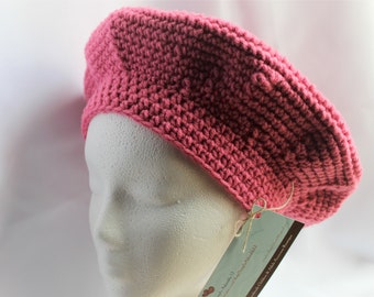 Crochet Burgundy Beret: Adult Tam Hat