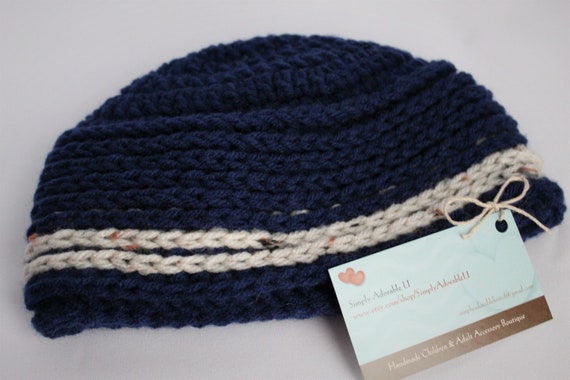 Handmade Navy Blue Crochet Beanie: Adult Winter Hat - Etsy display picture 1