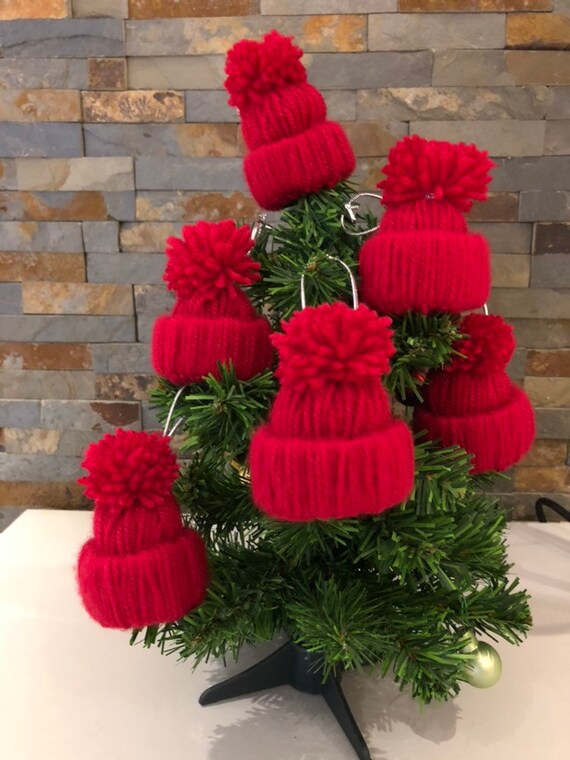 Handmade Bobble Hat Christmas Tree Decorations X 6 Etsy