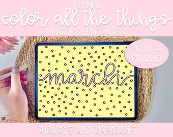 Color ALL The Things Volume 4: March Hand Drawn Coloring Pages | Coloring Activity | Procreate Coloring