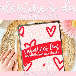 Hojas de trabajo de letras a mano del Día de San Valentín / Libro de trabajo de letras / Letras digitales a mano / Libro de trabajo Procreate
