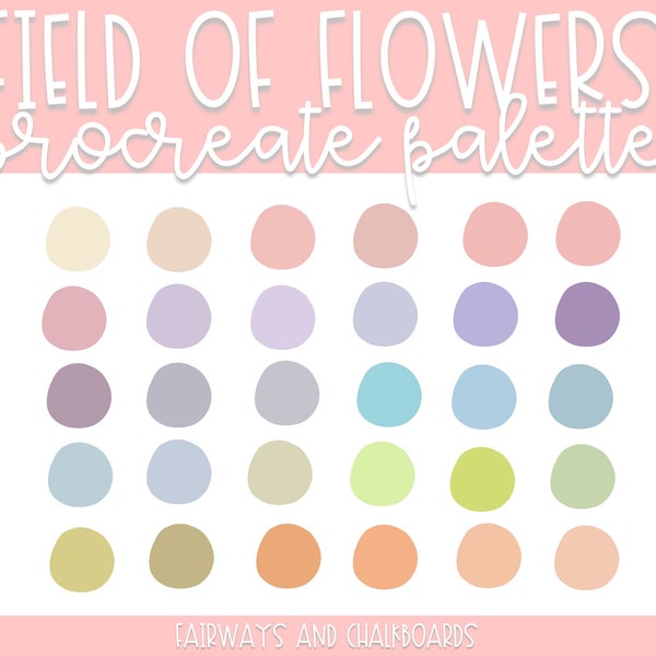 Procreate Field of Flowers Color Palette | Pastel Color Palette | Procreate Colors | Procreate Palette