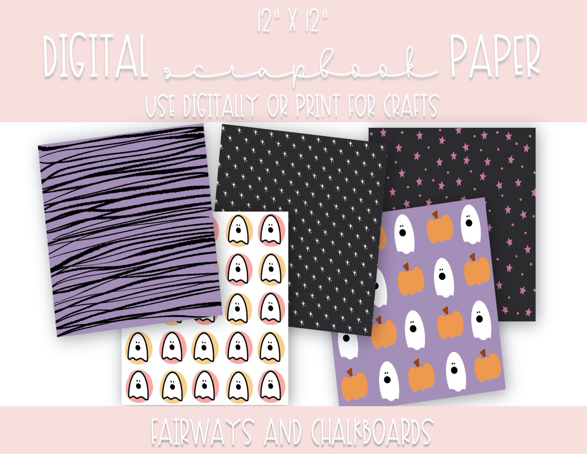 Modern Halloween Digital Scrapbook Paper | 12" X 12" | Digital or ...