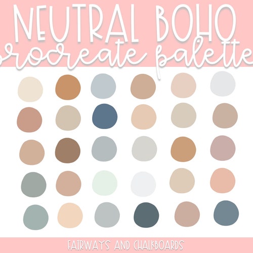Procreate Neutral Boho Color Palette Neutral Color Palette Etsy