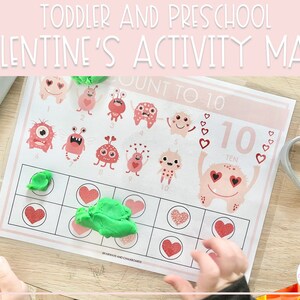 Valentine&#39;s Day Activity Mats | Toddler and Preschool | Play Dough Activity Mats | Valentine&#39;s Day Kid Activity