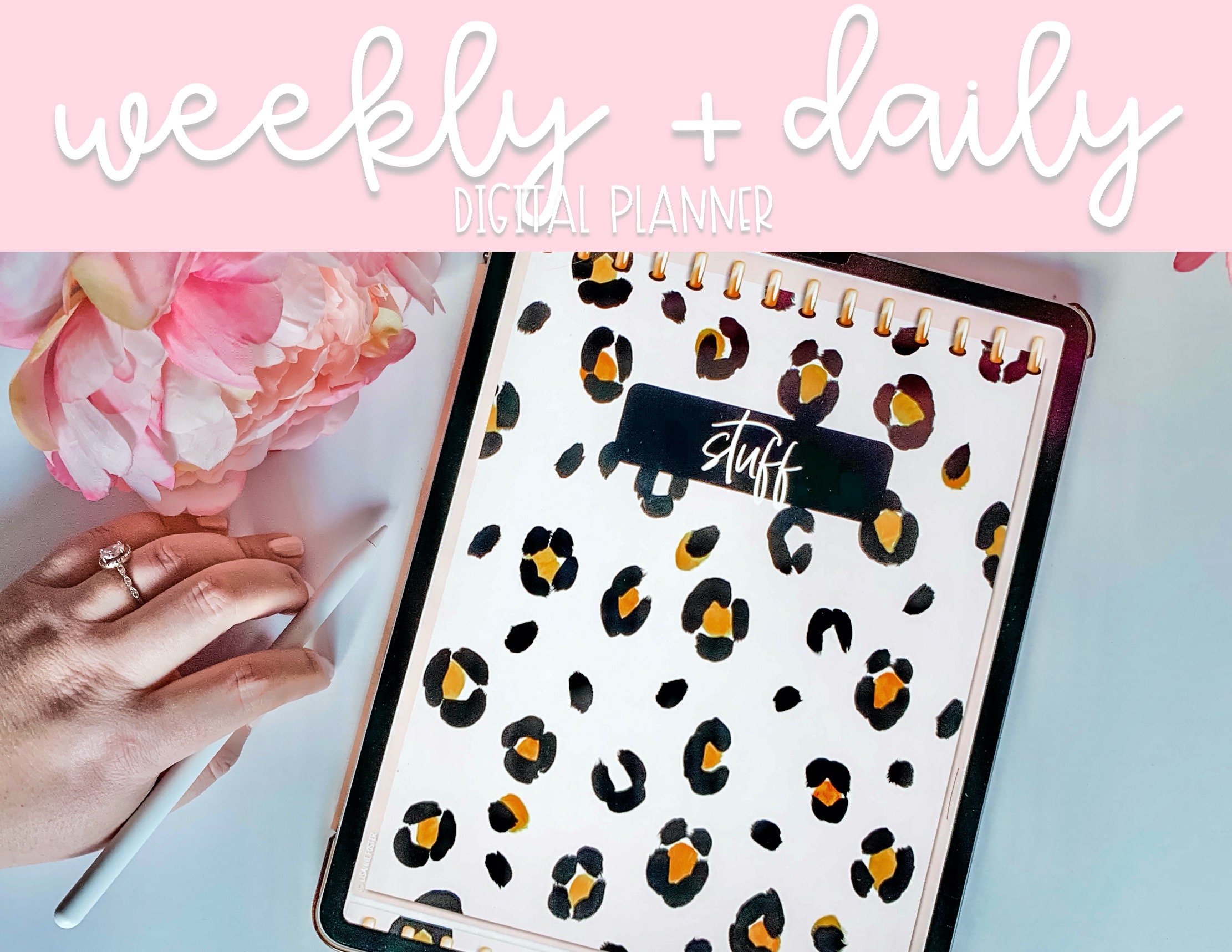 Preppy Weekly + Daily Digital Notepad - Etsy