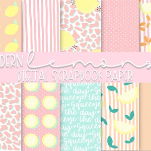 Modernes Lemon Digitales Scrapbook Papier | 30 x 30 cm | Digital oder druckbar