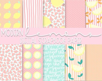 Modern Lemon Digital Scrapbook Paper | 12" x 12" | Digital or Printable