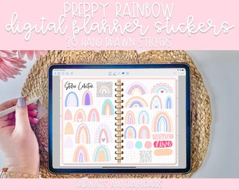 Preppy Rainbow Digital Planner Stickers