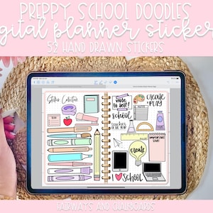 Preppy School Doodles Digital Planner Stickers