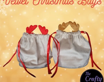 Velvet Christmas Bags, Velvet Reindeer Sacks