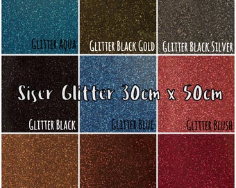 Glitter HTV Vinyl Sheet 30cm x 50cm - Fits most hobby die cut machines.