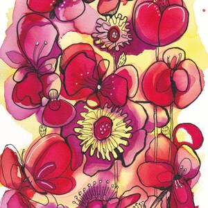 Rood en paars Abstract Flower Print-Gift Card