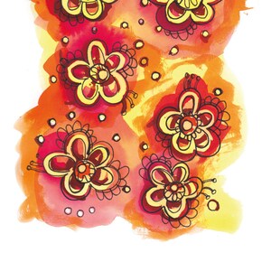 Oranje en rood Abstract Flower-Gift Card