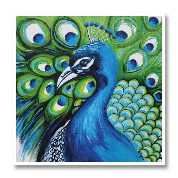 Fanned Peacock – Acrylic – Digital Download, Printable Art, Wall