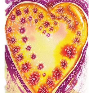 Geel en paars hart met bloem Embelishments – Gift Card