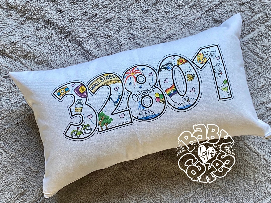 Pillow Zip Code 32801 Orlando Pillow Cover House Warming Gift for New