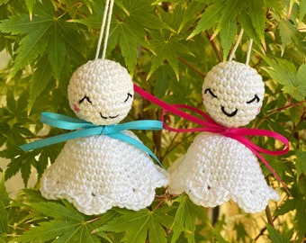Small white doll Teru-Teru Bozu crocheted in cotton