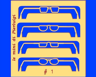 eyeglasses (4 pieces set) - made in brass or nickel-silver - dollhouse 1:12th scale - miniature for dollshouse