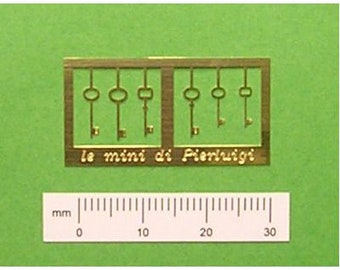 door keys in old style (6 pieces set) - made in brass or nickel silver - dollhouse 1:12th scale - miniature for dollshouse
