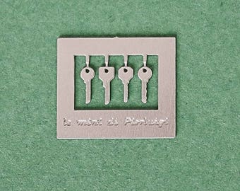 door keys in modern style - made in nickel silver - dollhouse 1:12th scale - miniature for dolls